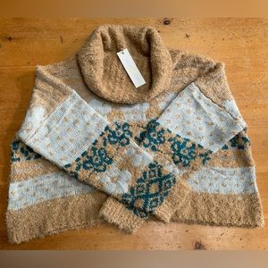Woven Heart NWT “Run the Wild Heart” Crop Fuzzy Sweater - Size L